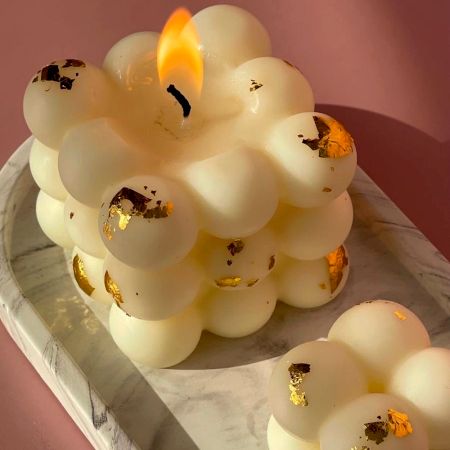 Handcrafted White Copper Foil Soy Wax Candle Set of 2